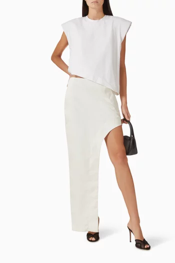 تنورة طويلة بقصة غير متماثلة مزيج صوف