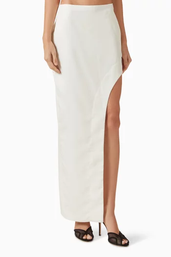 تنورة طويلة بقصة غير متماثلة مزيج صوف