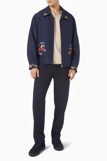 جاكيت مزين بأحصنة مزيج كتان