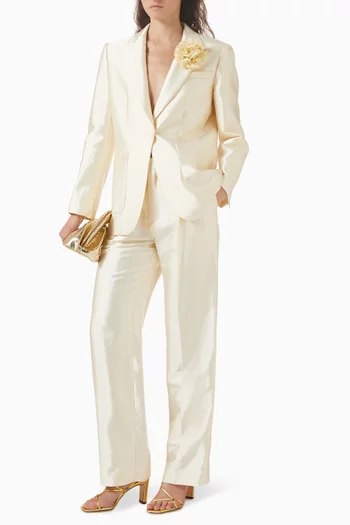 بنطال مايريل بقصة ساق مستقيمة ستان