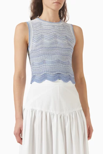 بلوزة دافي قصيرة ومنسوجة من مزيج فيسكوز