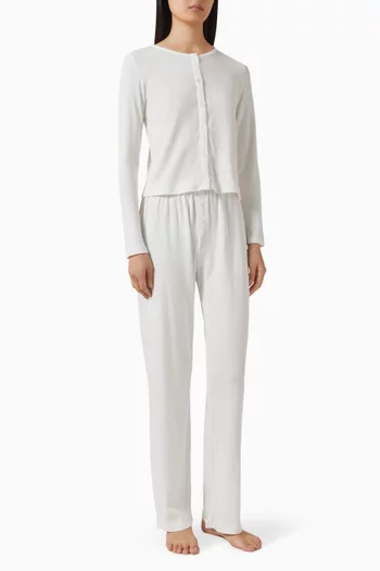 طقم كارديغان وبنطال بيجاما بونتيل قطن