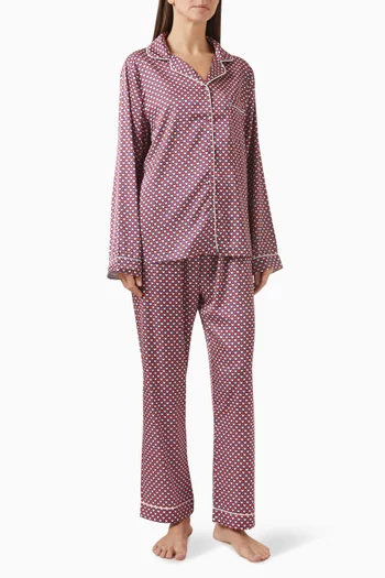 Striped Long Pyjama Set in Satin