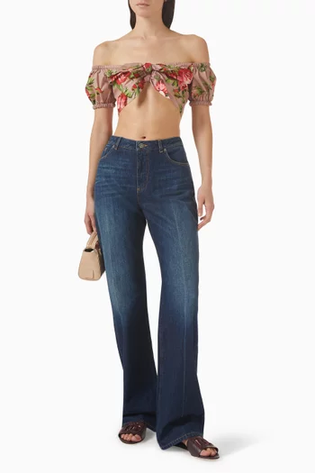 بلوزة بنقشة زهور قطن