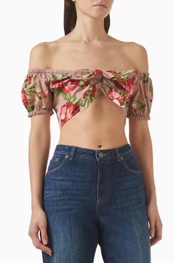 بلوزة بنقشة زهور قطن