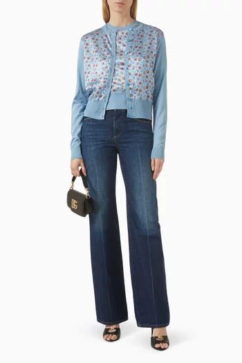 بلوزة بلا أكمام بنقشة زهور صغيرة حرير