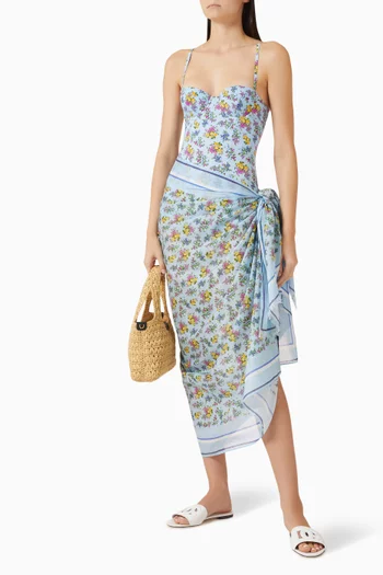 Floral-print Cover-up in Cotton-voile