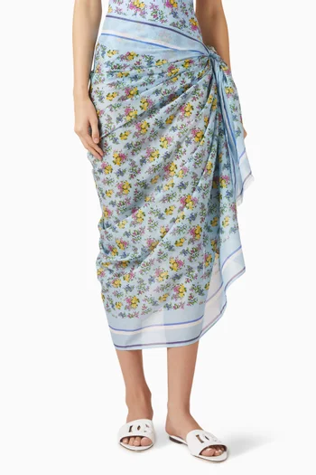 Floral-print Cover-up in Cotton-voile