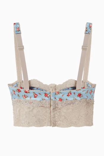 حمالة صدر بنقشة زهور وحواف دانتيل قطن وحرير