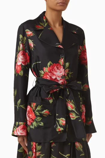 Rose Bouquet-print Vanity Shirt in Twill