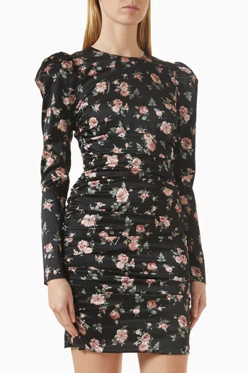 فستان بدرابيه ونقشة زهور كلاسيكية ستان