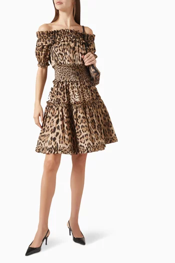 Leopard-print Dress in Cotton Poplin