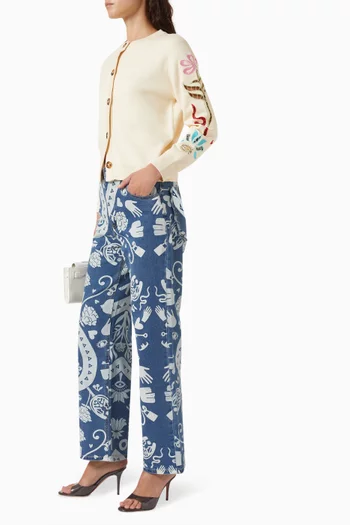 كارديغان هولي بتفاصيل مفرغة مزيج فيسكوز