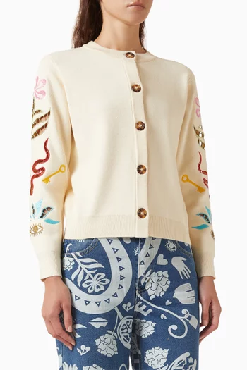 كارديغان هولي بتفاصيل مفرغة مزيج فيسكوز