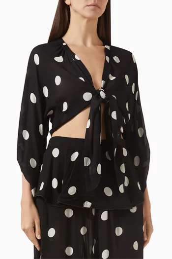 بلوزة قصيرة بنقشة منقطة فيسكوز