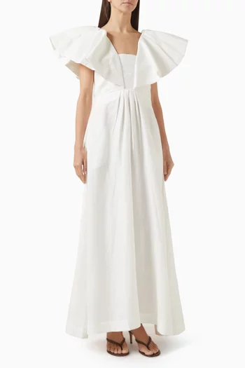 Ruffle Maxi Dress in Linen Blend