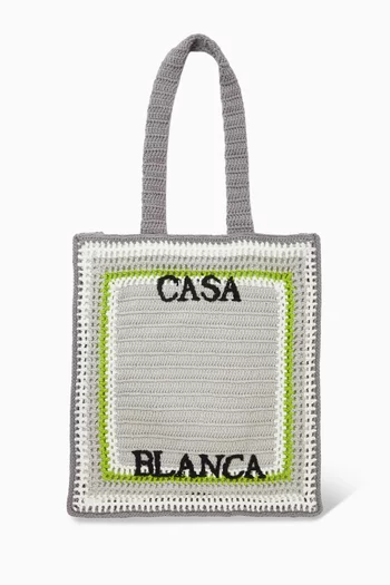 حقيبة كروشيه مخططة ومنسوجة