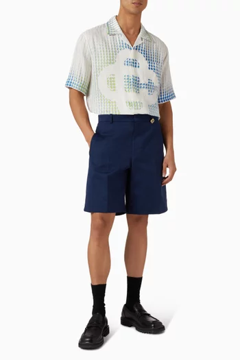 قميص بنقشة منقطة كتان