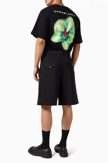 تي شيرت فضفاض بطبعة زهرة أوركيد بتصميم غليتش قطن عضوي