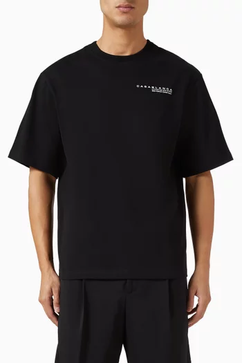 تي شيرت فضفاض بطبعة زهرة أوركيد بتصميم غليتش قطن عضوي