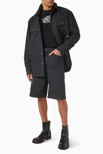 Laser Monogram Shorts in Denim