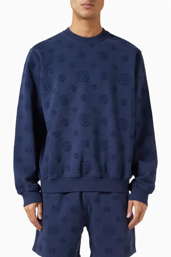 سويت شيرت برقعات بحروف شعار الماركة قطن عضوي