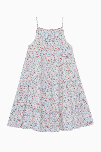 فستان بقصة على شكل حرف A ونقشة زهور