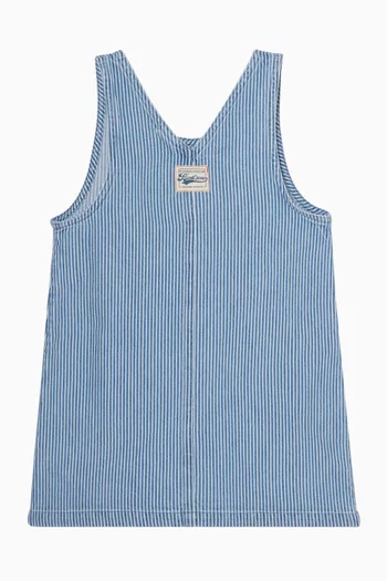 Striped A-line Dress in Cotton Denim