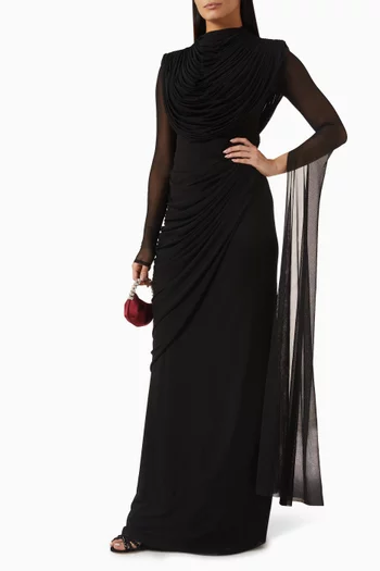 فستان سهرة ايفانا ليكرا مالاي وقماش شبكي