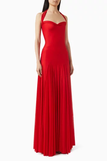 فستان سهرة بيرتا ليكرا مالاي وقماش شبكي