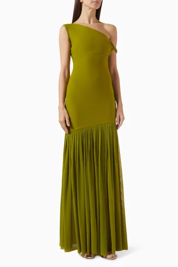 فستان تيفاني بكتف مكشوف ليكرا مالاي