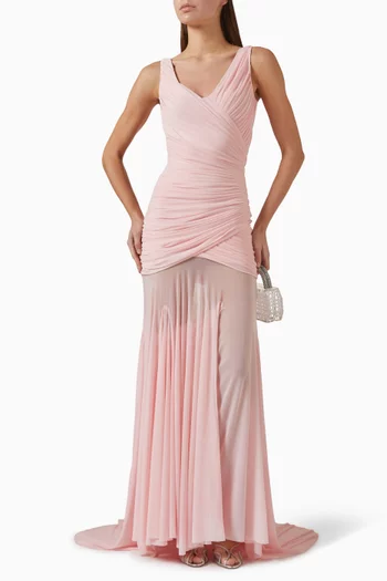 فستان سهرة نولا ليكرا مالاي وقماش شبكي