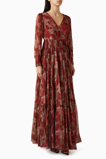 Floral-print Wrap Maxi Dress