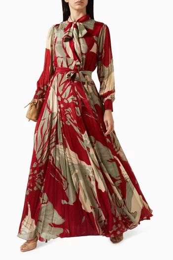 Belted Printed Maxi Dress