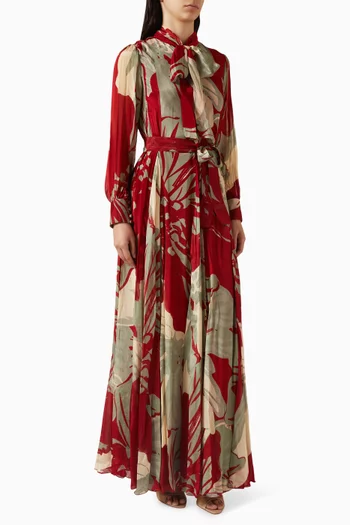 Belted Printed Maxi Dress