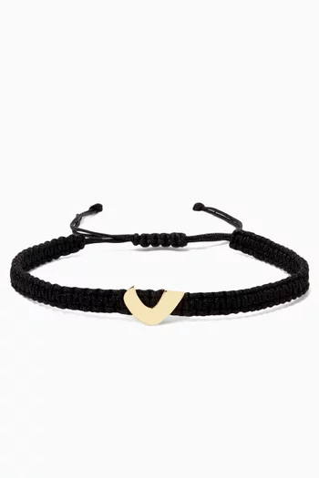 Arabic Letter 'Dal' Cord Bracelet in 18kt Gold