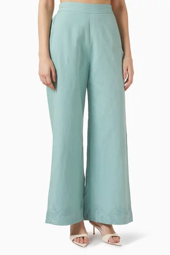 Embroidered Wide-leg Pants