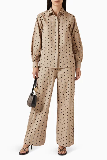 Polka-dot Embroidered Pants