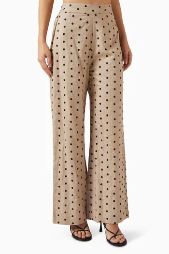 Polka-dot Embroidered Pants