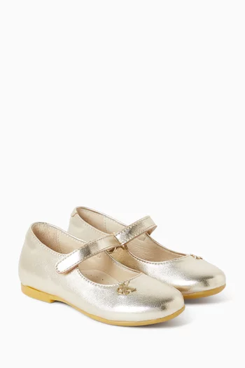 Ballet Flats in Faux Metallic Leather