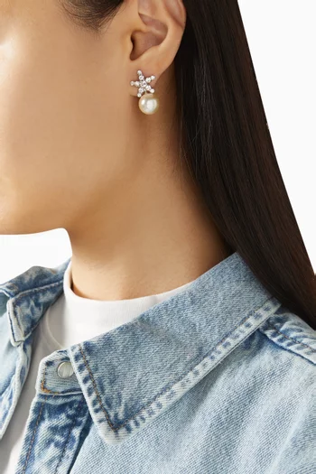 Novella Pearl Earrings in Silver-tone Brass