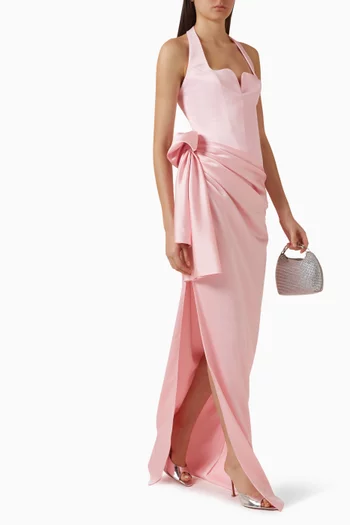 فستان في طويل بتصميم ملفوف