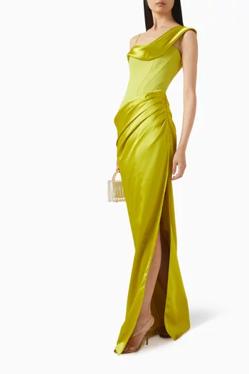 Etoile Draped Gown in Crepe & Satin