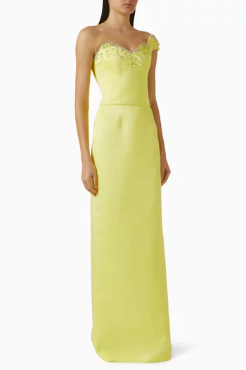 فستان يوم طويل مزين بتطريزات