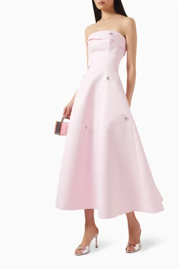 Bloom Embellished Dress in Satin