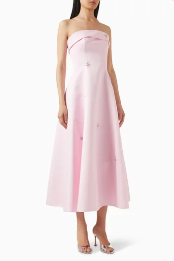 Bloom Embellished Dress in Satin