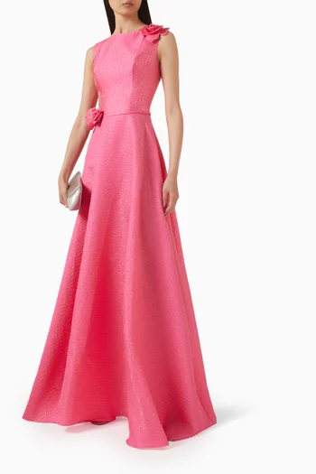 Joya 3D-appliqué Gown in Brocade