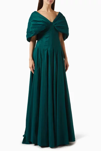 Ava Off-shoulder Gown in Taffeta