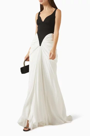 Kiara Gathered Gown in Silk Chiffon