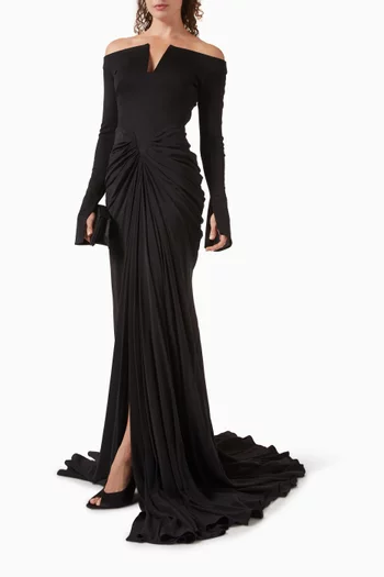Anita Off-shoulder Gown in Silk